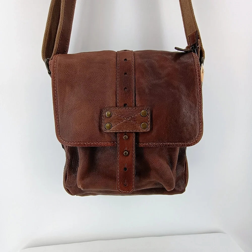 Fossil Max LTR City Bag MBG1311 Brown Distressed Leather Messenger Crossbody